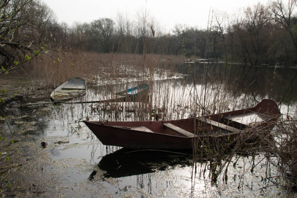 istock Sunken boats on sping 2197469678