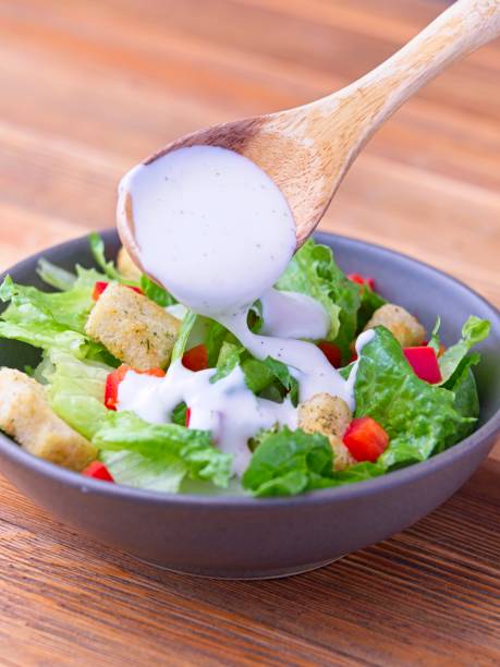 istock Closeup of a salad with ranch dressing. 2197473270