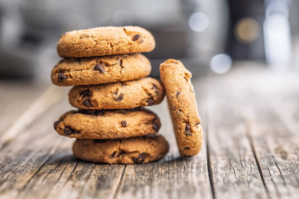 istock Chocolate chip cookies on wooden table. 2197478229