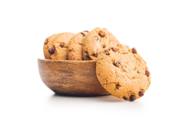 round oatmeal cookies with chocolate chips and a nuts