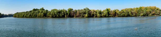 View over Big War Island from the Danube riverbank in Belgrade