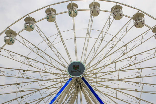 09/02/2023 - St Paul, Minnesota, USA; The Minnesota State Fair during the day. Sky Ride and Ferris Wheel