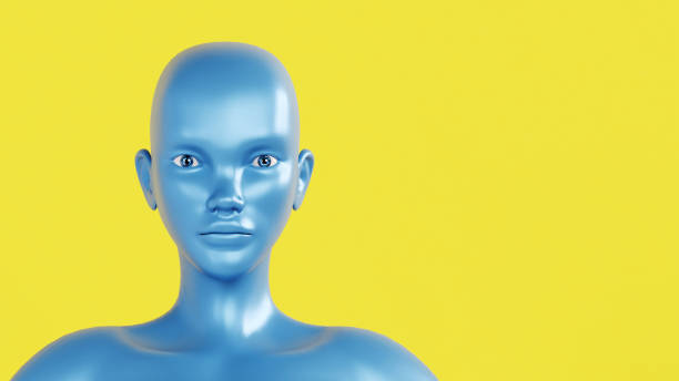 istock Futuristic Android with Metallic Blue Skin and Human-Like Features 2197484388