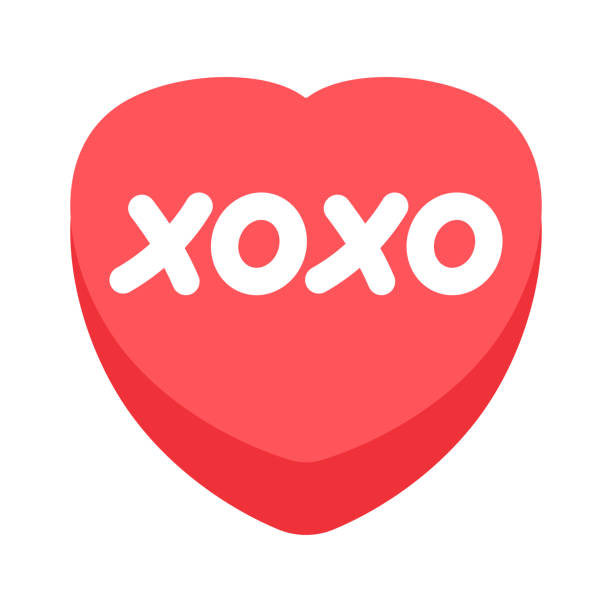 Xoxo candy heart icon red A cute and romantic red Xoxo candy heart icon, designed as a sweet vector clipart image. The isolated symbol is perfect for Valentine's Day graphics, capturing love and affection with its charming shape, ideal for any love-themed design or graphic project. happy valentine day clip art stock illustrations