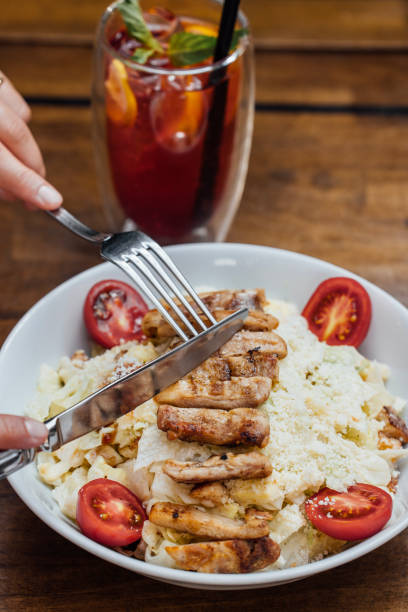 istock Healthy Chicken Salad Platter and Iced Drink 2197487325