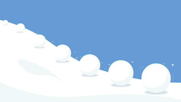 A vector clipart image depicting a snowball rolling down a hill represents the snowball effect in business, illustrating the concept of escalating momentum and growth. It visually conveys the dynamics of change, impact, and corporate strategy, highlighting the process of snowballing business success.