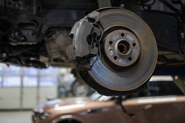 istock Close Up of Car Disc Brake in Workshop 2197500427