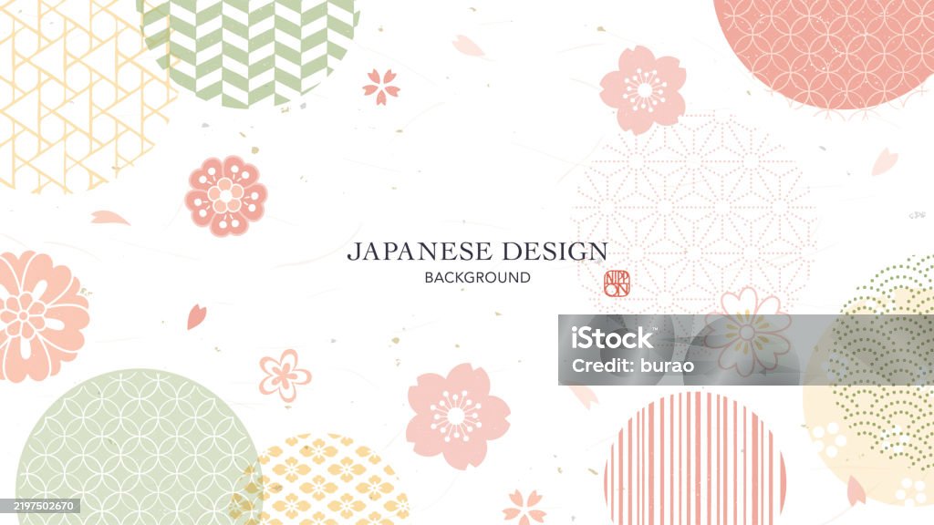 Background Design Japan Spring Japanese Pattern And Cherry Blossoms Japanese Spring Background Design ...