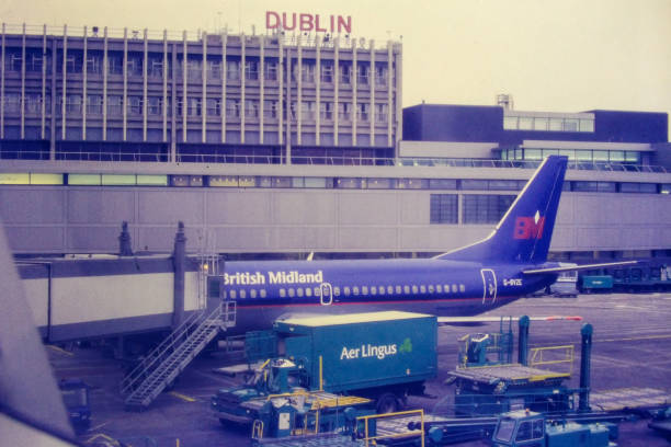 A view of a British Midlands  Plane at a gate in Dublin Airport Terminal 1