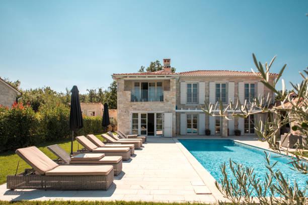 istock Fancy Mediterranean Holiday Home with Large Pool 2197518438