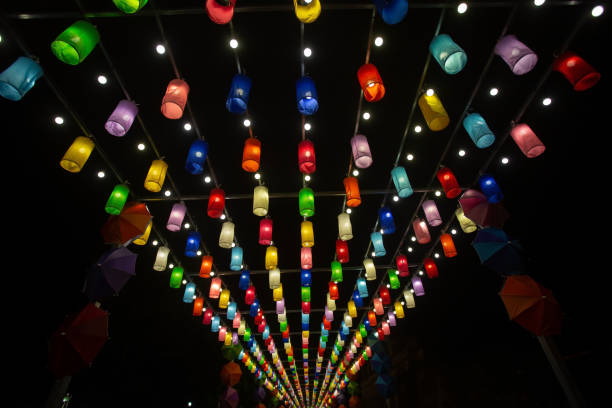 istock Many colorful lanterns at night 2197520245
