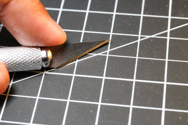 Detail of metal knife on table