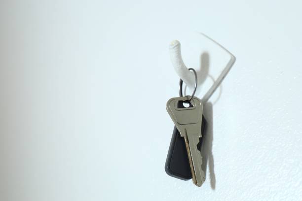 istock apartment keys hanging on a hook on a white background 2197527483