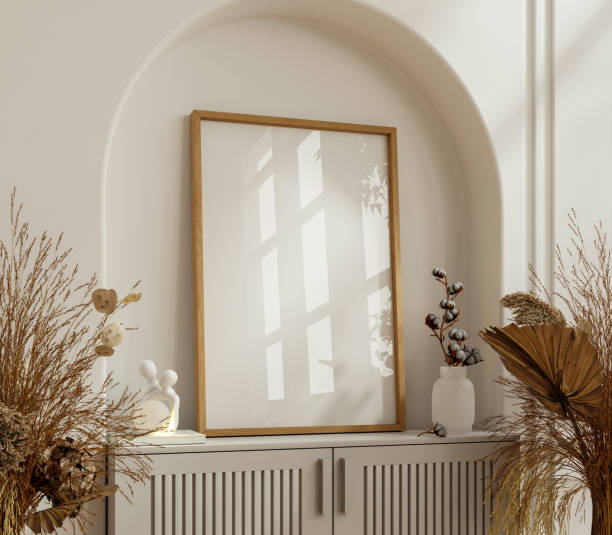istock Frame mockup,Mockup frame in modern interior,Living room wall poster mockup- 3D rendering 2197529247