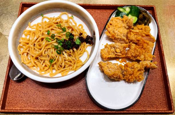 istock Crispy Salted Chicken Steak and Handmade Noodles 2197530461