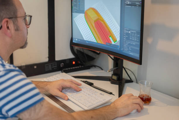 istock Engineer making a digital model of a machine part for 3D printing 2197537248