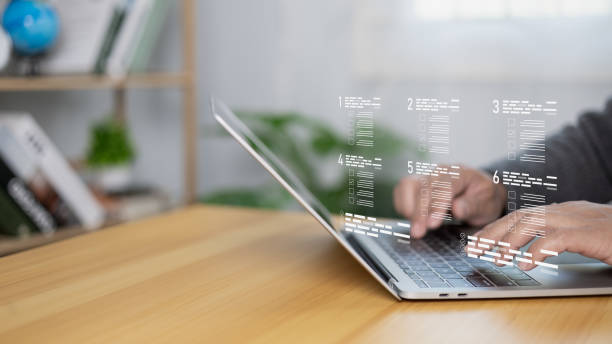 istock Checklist and clipboard task documentation management, Business people working laptop checklist questionnaire assessment form, Online survey online exam choosing the right answer in the exam. 2197540801