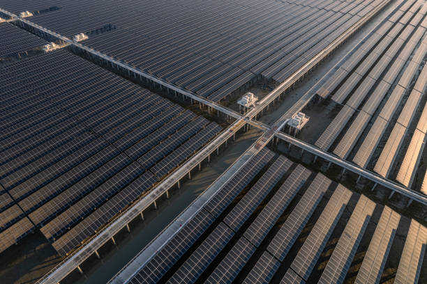 istock Sunlight reflects off solar panels on the beach 2197541009
