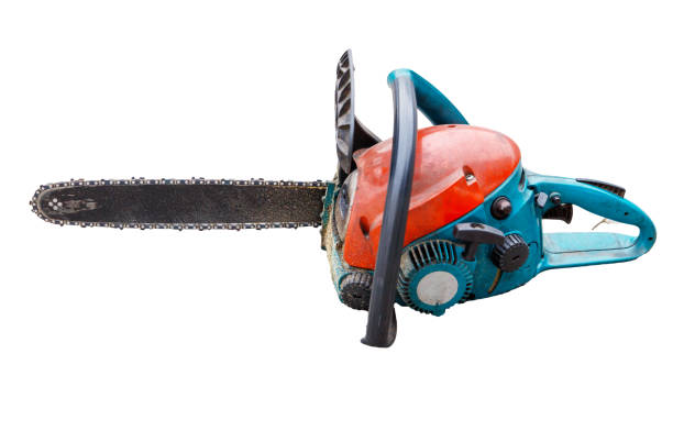 istock A blue and orange chainsaw with a black chain 2197541880