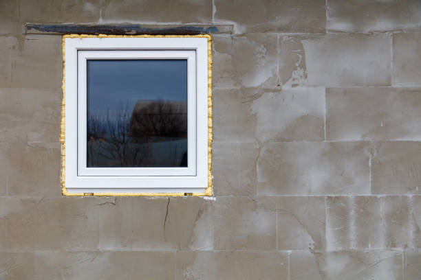 istock A window with a yellow border is reflected in the window 2197541952