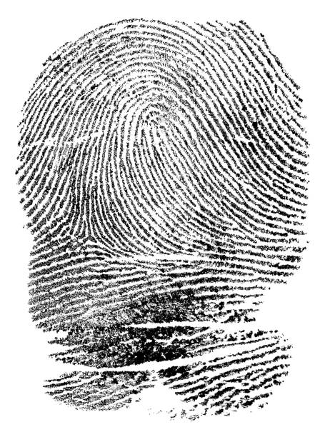istock Black fingerprint pattern isolated on a white background. Black ink thumbprint. 2197542785