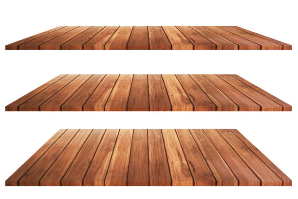 istock Wooden shelf is blank template on white background for display the products. 2197542867
