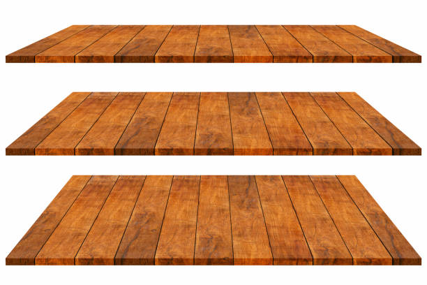 istock Wooden shelf is blank template on white background for display the products. 2197542896