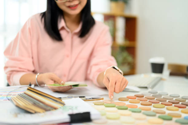 istock Creative interior designer working on a new project analyzing color palettes and material samples 2197542927