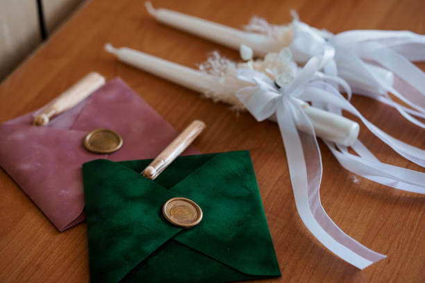 Elegant Wedding Invitation Set with Decorative Candles