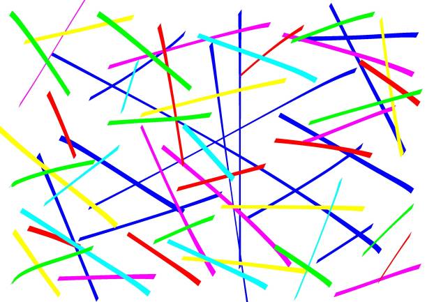 Abstract vibrant lines intersecting on white background. Felt pen doodle colored line scribbles. Texture drawn with felt-tip pen. Colorful felt tip ink markers handwritten drawn lines. Sketch concept