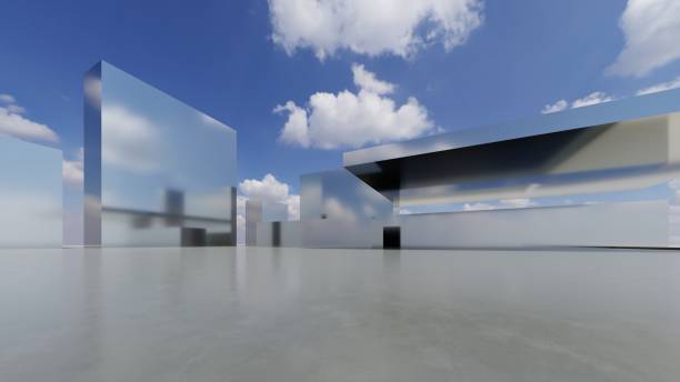 istock 3d illustration of abstract minimal architecture background, geometric architectural with chrome or metallic arch design 2197547545