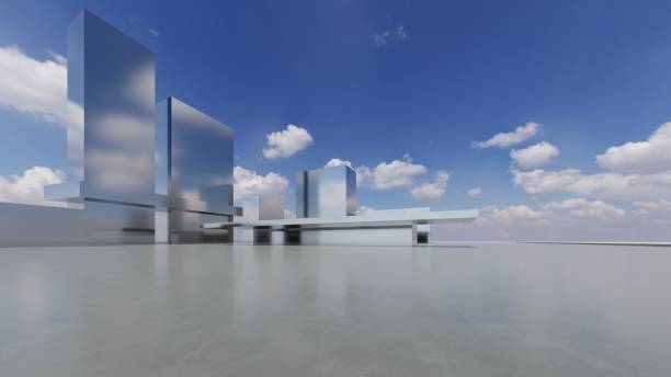 istock 3d illustration of abstract minimal architecture background, geometric architectural with chrome or metallic arch design 2197547547