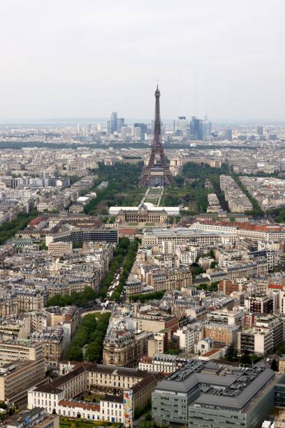 istock Aerial view of Paris with Eiffel Tower. 2197549044