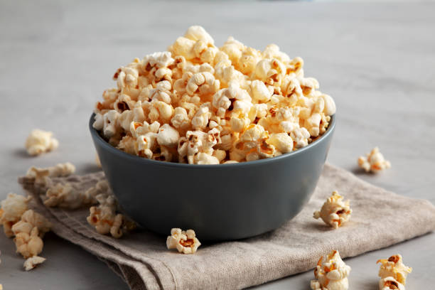 istock Homemade Kettle Corn Popcorn with Salt in a Bowl, side view. 2197555044