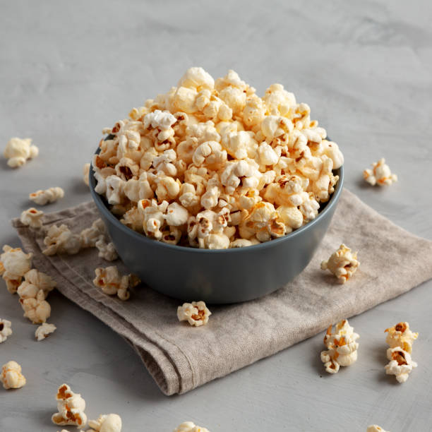 istock Homemade Kettle Corn Popcorn with Salt in a Bowl, side view. 2197555048