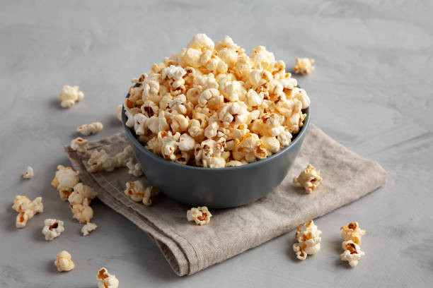 istock Homemade Kettle Corn Popcorn with Salt in a Bowl, side view. 2197555059