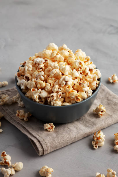 istock Homemade Kettle Corn Popcorn with Salt in a Bowl, side view. 2197555113