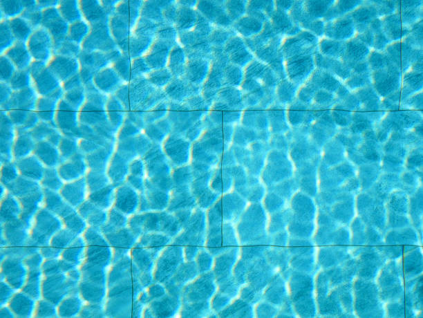 Close-up shot of a tiled bottom of the pool