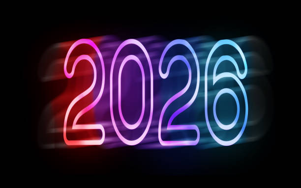 istock Futuristic Neon Design Highlighting the Year 2026 in Vibrant Colors 2197560344