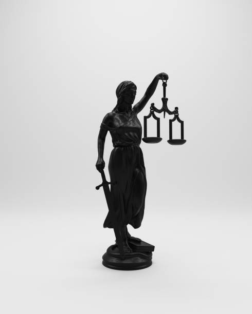 istock Lady justice scales sword blindfold black white gray justice social justice 2197563645