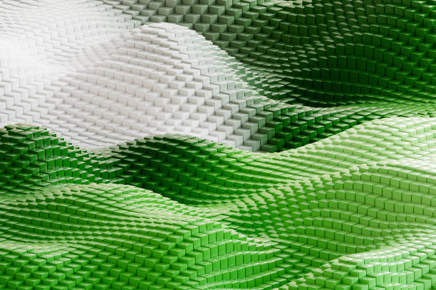 Infographic with Wavy Pattern in Shades of Green, Green Energy Transition Concept stock photo