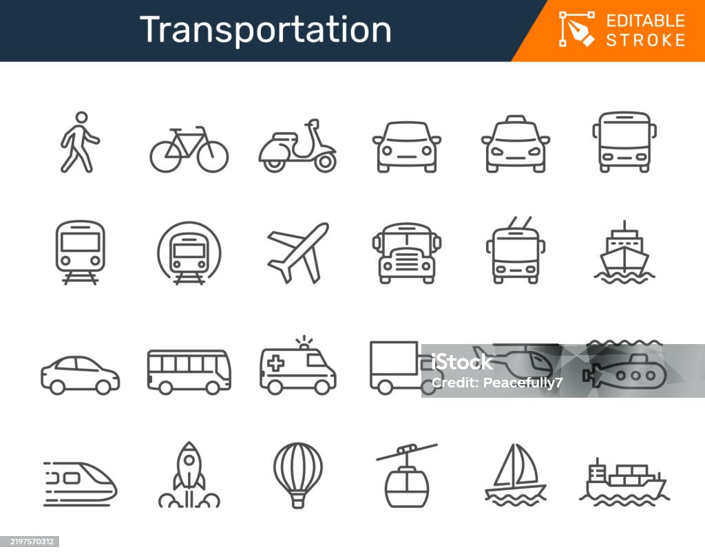 Transportation thin line icons. Editable stroke. Pixel perfect. Icon Symbol stock vector Transportation thin line icons. Editable stroke. Pixel perfect. Icon Symbol stock vector