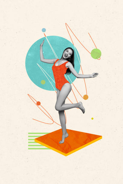 istock Sketch image composite trend artwork 3D photo collage of black white silhouette young attractive woman model pose look straight 2197572502