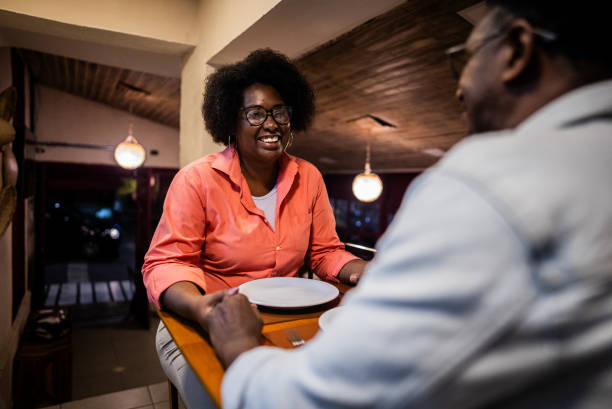 Couple talking in a restaurant