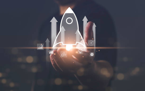 istock Business Growth and Success with rocket launch icon driving Startup Development with Vision and Leadership. Finance, performance, and actionable strategies for company growth. 2197578973