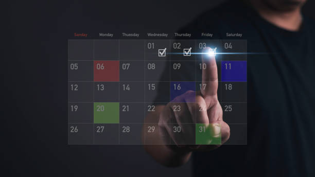 istock Hand touch Checklist Efficient Planning Calendar and Schedule Management for Business Goals Event agendas, appointments, and time organization to stay on track and achieve success. 2197579050