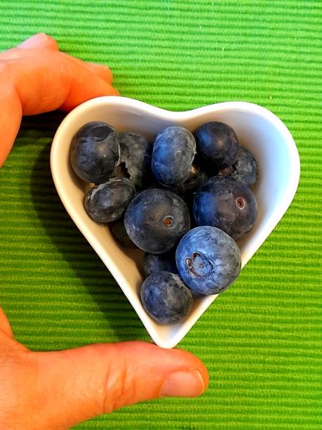 Blueberry in heart shape bowl