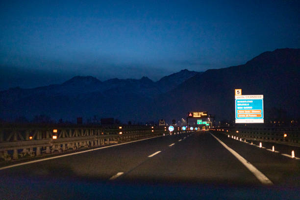 night toll road before dawn. Driver safety and comfort