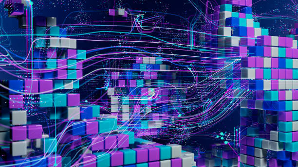 istock Ethereal Cubes: A Dance of Light in a Dark Digital Realm 2197581061