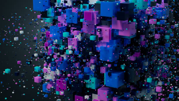 istock Floating Cubes: A Dance of Color in a Dark Space 2197581941